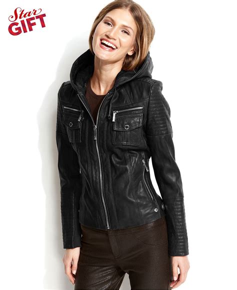 michael kors leather jacket macys|michael kors ladies leather jacket.